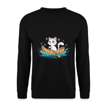 A Cat Boating Paddle Boat - Unisex Sweatshirt - black - Front - Alina (178cm) & Michal (187cm)