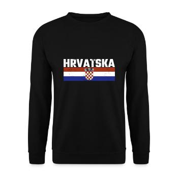 Hrvatska Croatia Kroatien Urlaub Kroatische Flagge - Unisex Pullover - Schwarz - Vorne - Alina (178cm) & Michal (187cm)
