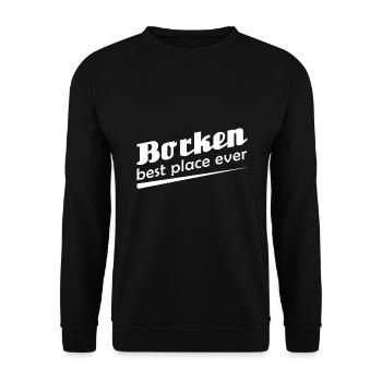 Borken - Stadt best place ever - Unisex Pullover - Schwarz - Vorne - Alina (178cm) & Michal (187cm)