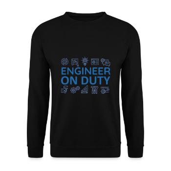 Diensthabender Ingenieur - On Duty - Unisex Pullover - Schwarz - Vorne - Alina (178cm) & Michal (187cm)