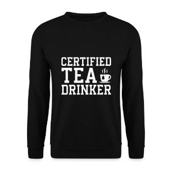 Certified Tea Drinker Tea Lover Drinking Tea Cup O - Unisex Pullover - Schwarz - Vorne - Alina (178cm) & Michal (187cm)