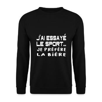 J'ai essayé le sport mais je préfère la bière - Sweat-shirt Unisexe - noir - Devant - Alina (178cm) & Michal (187cm)