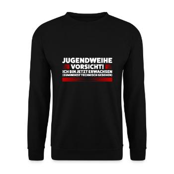 Jugendweihe Jugend Jugendliche Geschenk - Unisex Pullover - Schwarz - Vorne - Alina (178cm) & Michal (187cm)