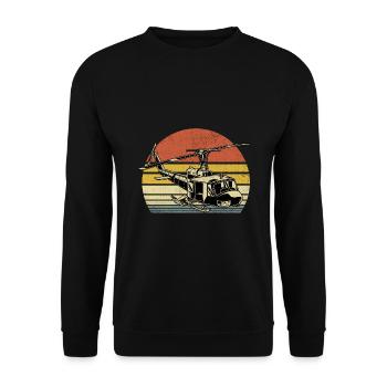 Rétro hélicoptère aviateur pilote hélicoptère hélicoptère - Sweat-shirt Unisexe - noir - Devant - Alina (178cm) & Michal (187cm)
