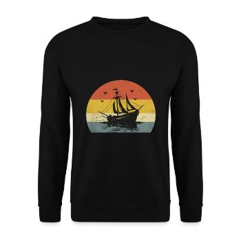 Retro Bootfahren Paddelboot - Unisex Pullover - Schwarz - Vorne - Alina (178cm) & Michal (187cm)