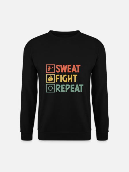 Sweat Fight Repeat Boxer Sport Kraft Fitnessstudio - Unisex Pullover - Schwarz