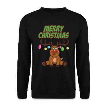 Funny Reindeer Winter Christmas Christmas Xmas - Unisex Sweatshirt - black - Front - Alina (178cm) & Michal (187cm)