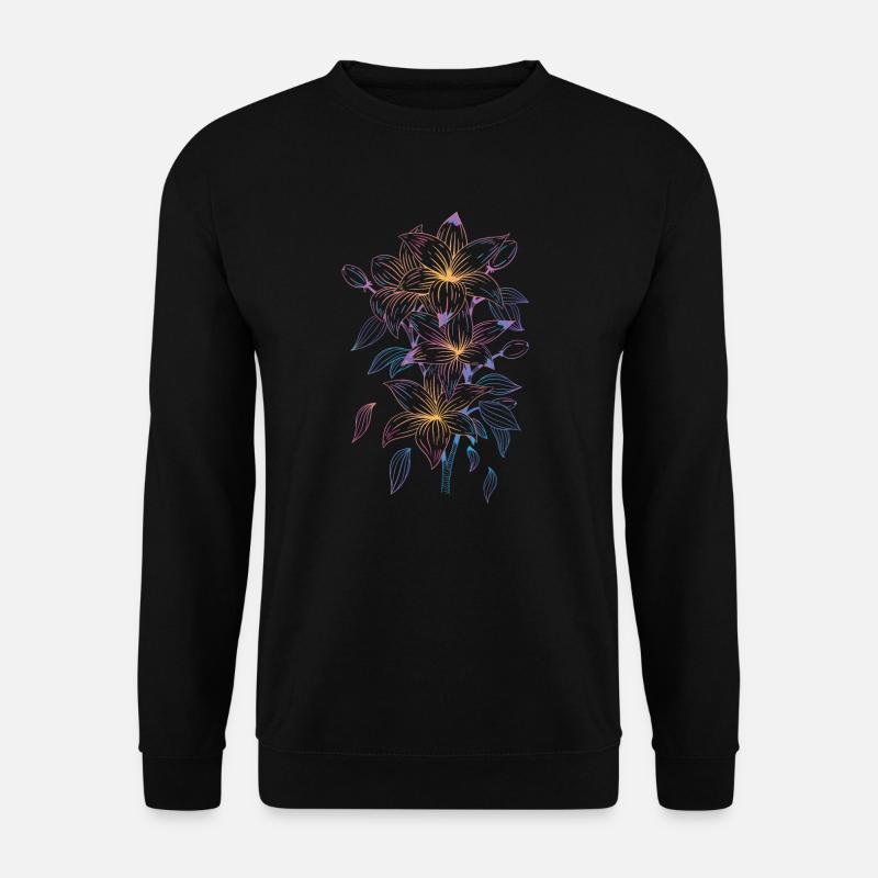 Lilien mit Regenbogenmotiv - Unisex Pullover - Schwarz