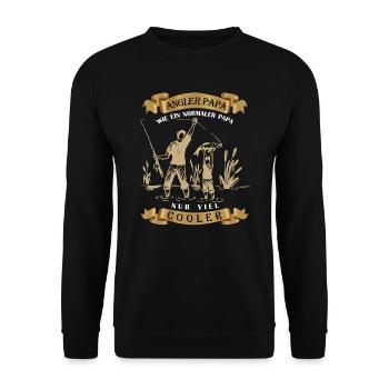 Angler Papa Vater Sohn - Unisex Pullover - Schwarz - Vorne - Alina (178cm) & Michal (187cm)
