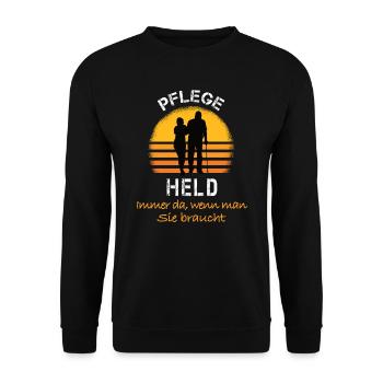 Pflege Held Pflegehero - Unisex Pullover - Schwarz - Vorne - Alina (178cm) & Michal (187cm)