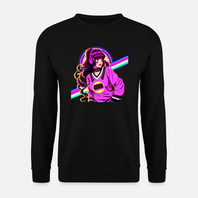 Cool Manga Girl Synthstyle - Unisex Pullover - Schwarz