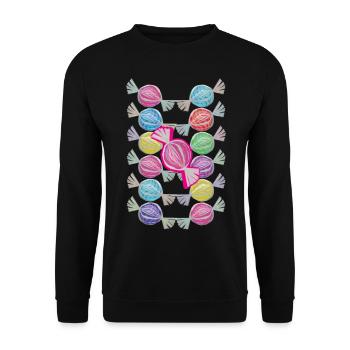 12 Bunte süße Bonbons - Unisex Pullover - Schwarz - Vorne - Alina (178cm) & Michal (187cm)