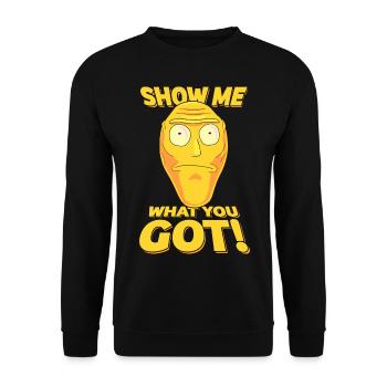 Rick And Morty Cromulon Show Me What You Got - Unisex Pullover - Schwarz - Vorne - Alina (178cm) & Michal (187cm)