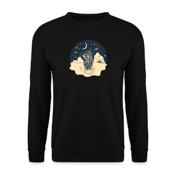 Nature, Sun, Moon, Stars, Sky, Water, Planet - Unisex Sweatshirt - black - Front - Alina (178cm) & Michal (187cm)