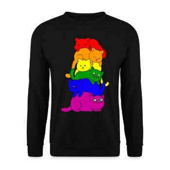 Gay Pride Katzen Stapel - Unisex Pullover - Schwarz - Vorne - Alina (178cm) & Michal (187cm)