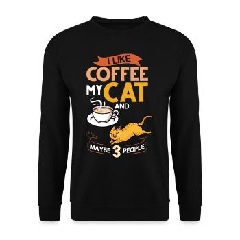 Cafetière Chat Machine Chaton Tasse Grains - Sweat-shirt Unisexe - noir - Devant - Alina (178cm) & Michal (187cm)