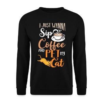 Cafetière Chat Machine Chaton Tasse Grains - Sweat-shirt Unisexe - noir - Devant - Alina (178cm) & Michal (187cm)