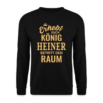 Name Heiner Geschenk Geburtstag lustig König - Unisex Pullover - Schwarz - Vorne - Alina (178cm) & Michal (187cm)