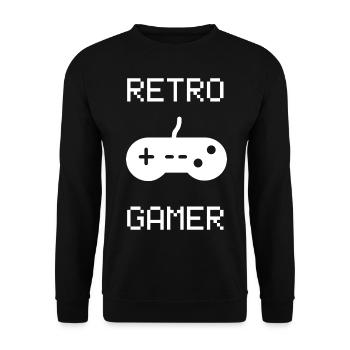 Retro Gamer Gaming Gamen Videospiel Controller - Unisex Pullover - Schwarz - Vorne - Alina (178cm) & Michal (187cm)