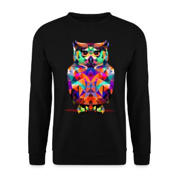 Hibou polygonal - Sweat-shirt Unisexe - noir - Devant - Alina (178cm) & Michal (187cm)