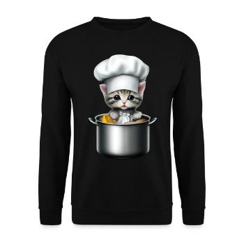 Chef Chat - Sweat-shirt Unisexe - noir - Devant - Alina (178cm) & Michal (187cm)
