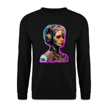 Abstrakte Frau - Unisex Pullover - Schwarz - Vorne - Alina (178cm) & Michal (187cm)