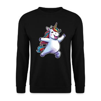 Cute funny dancing unicorn - Unisex Sweatshirt - black - Front - Alina (178cm) & Michal (187cm)