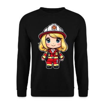 Cute firefighter woman - Unisex Sweatshirt - black - Front - Alina (178cm) & Michal (187cm)