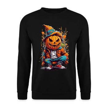 Vandalisme vibrant à la citrouille: graffitis colorés - Sweat-shirt Unisexe - noir - Devant - Alina (178cm) & Michal (187cm)