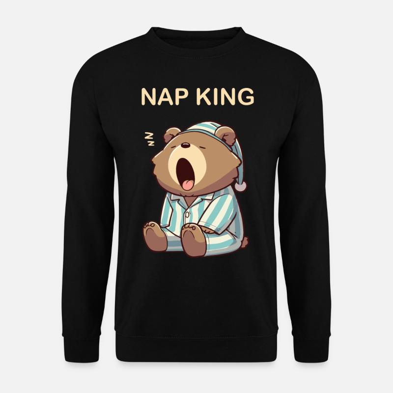 Nap King Pyjama Sleeping Bear Pyjama Fatigué - Sweat-shirt Unisexe - noir