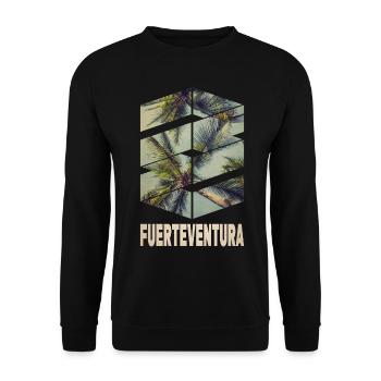 Fuerteventura Sommer Sonne Strand Meer Palmen - Unisex Pullover - Schwarz - Vorne - Alina (178cm) & Michal (187cm)