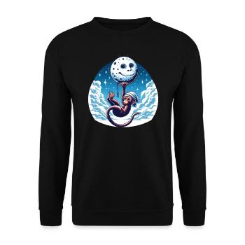 Monkey Moon Lustige Tiere - Unisex Pullover - Schwarz - Vorne - Alina (178cm) & Michal (187cm)