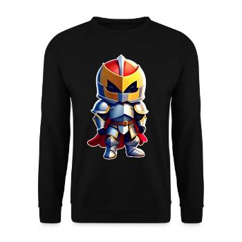 Niedlicher Ritter im Comic Style - Unisex Pullover - Schwarz - Vorne - Alina (178cm) & Michal (187cm)