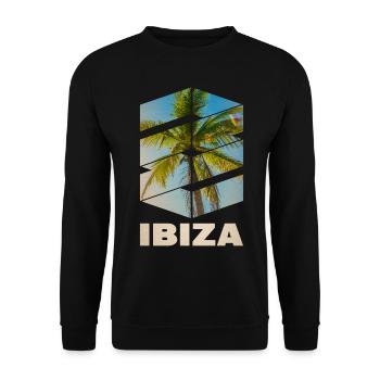 Ibiza, Été, Soleil, Plage, Mer, Palmiers, Fête - Sweat-shirt Unisexe - noir - Devant - Alina (178cm) & Michal (187cm)