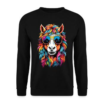 Horse Pony Rainbow Fluffy Cute Sunglasses - Unisex Sweatshirt - black - Front - Alina (178cm) & Michal (187cm)