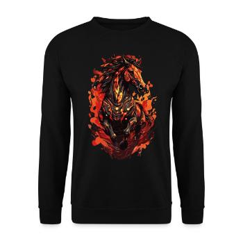 Horse Mystic Pony Hell Fire Flame - Unisex Sweatshirt - black - Front - Alina (178cm) & Michal (187cm)