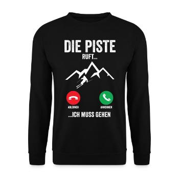 Skifahrer Skipiste ruft an - Unisex Pullover - Schwarz - Vorne - Alina (178cm) & Michal (187cm)