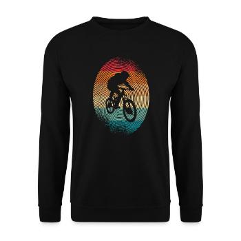 Mountain Bike Fingerprint Downhill Mountain Bike - Unisex Sweatshirt - black - Front - Alina (178cm) & Michal (187cm)