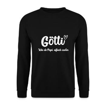 Götti wie de Papi bescht Götti Patenonkel Schweiz - Unisex Pullover - Schwarz - Vorne - Alina (178cm) & Michal (187cm)
