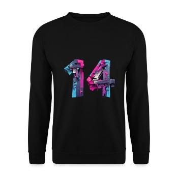 NON. 14 NUMÉRO 14 COOL 14E ANNIVERSAIRE - Sweat-shirt Unisexe - noir - Devant - Alina (178cm) & Michal (187cm)