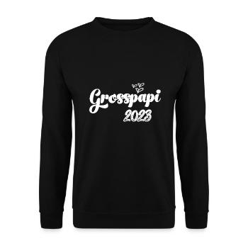 Grosspapi 2023 Befördert zum Grosspapi Opa Schweiz - Unisex Pullover - Schwarz - Vorne - Alina (178cm) & Michal (187cm)