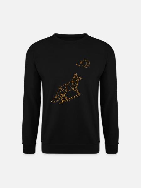 Origami fuchs nacht mond kristall basteln - Unisex Pullover - Schwarz
