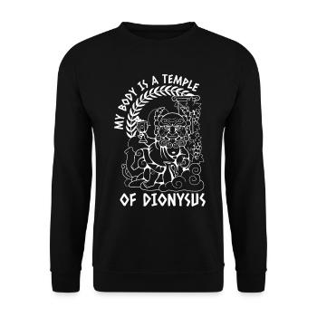 My Body Is A Temple Of Dionysus - Freude Alkohol - Unisex Pullover - Schwarz - Vorne - Alina (178cm) & Michal (187cm)