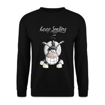 Keep Smiling Esel - Unisex Pullover - Schwarz - Vorne - Alina (178cm) & Michal (187cm)