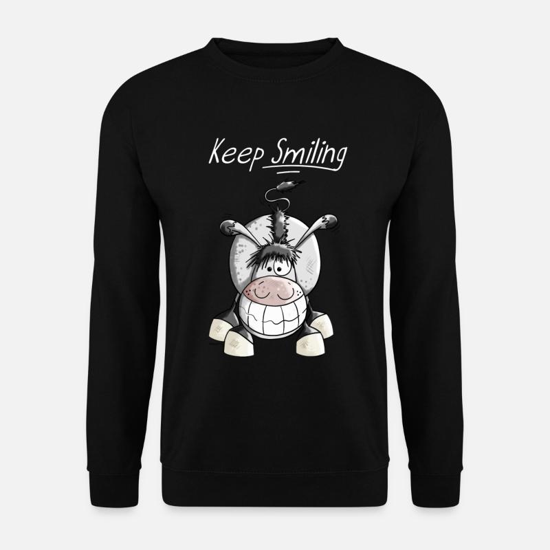 Keep Smiling Âne - Sweat-shirt Unisexe - noir