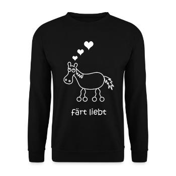färt liebt, Liebe, Pferd verliebt, Herzen, Herz - Unisex Pullover - Schwarz - Vorne - Alina (178cm) & Michal (187cm)