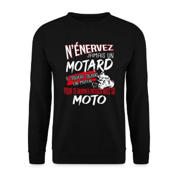 moto cadeau humour motard - Sweat-shirt Unisexe - noir - Devant - Alina (178cm) & Michal (187cm)