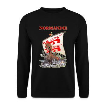 DRAKKAR NORMANDIE Kreation Louis RUNEMBERG © Adagp - Unisex Pullover - Schwarz - Vorne - Alina (178cm) & Michal (187cm)