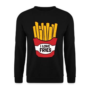 Fries - I LOVE FRIES - Unisex Sweatshirt - black - Front - Alina (178cm) & Michal (187cm)