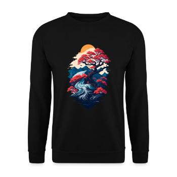 Beautiful bonsai tree scenery - Unisex Sweatshirt - black - Front - Alina (178cm) & Michal (187cm)